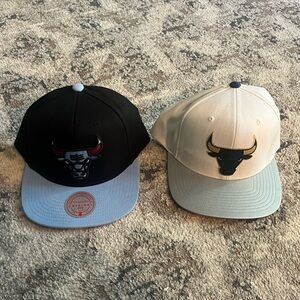 Lot of 2 Chicago Bulls Mitchell Ness Baseball Cap Hat Snapback